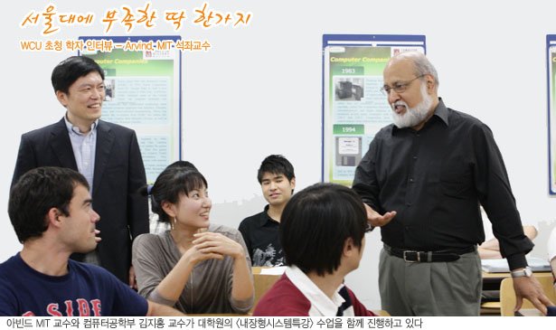 아빈드 교수와 김지홍 교수가 함께 학생들을 가르치고 있는 교실사진
